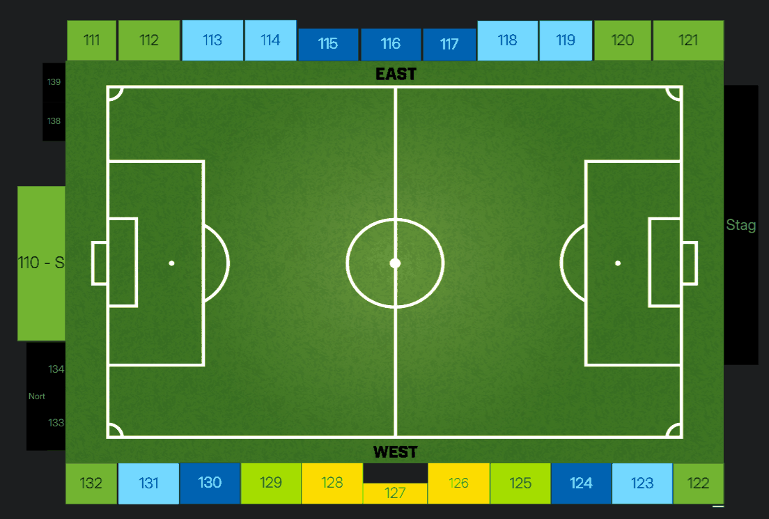 The 2027 seat map showing price levels by section
